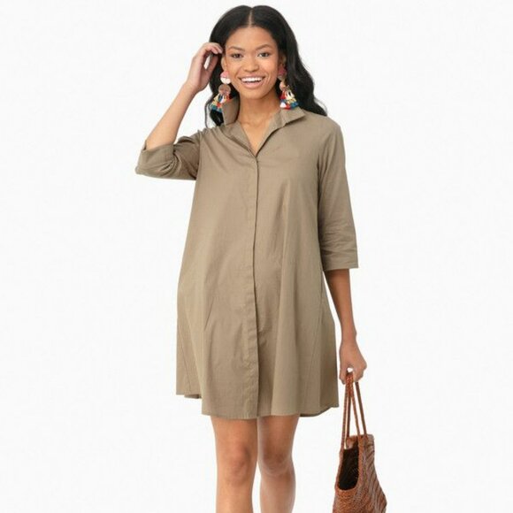 Tuckernuck Charlie Stand Collar Sage Green Shirt Dress Size M - Picture 1 of 16